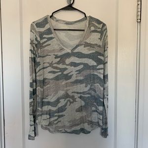 army print long sleeve v neck